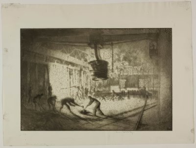 Chicago - Forno de forja aberta, Illinois Steel Co. de Bror Julius Olsson Nordfeldt