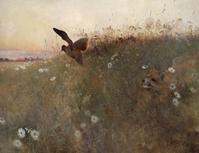 Raposa e galinhola de Bruno Andreas Liljefors
