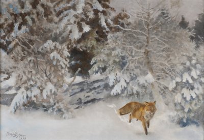 Raposa na paisagem do inverno, 1938 de Bruno Andreas Liljefors