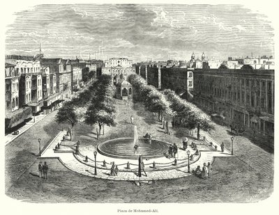 Praça Mohammed Ali, Alexandria, Egito (litho) de Bruno Heinrich Strassberger