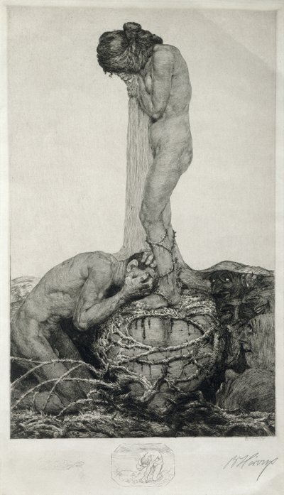 Grief, 1916 (prova de Remarque gravura no papel) de Bruno Heroux