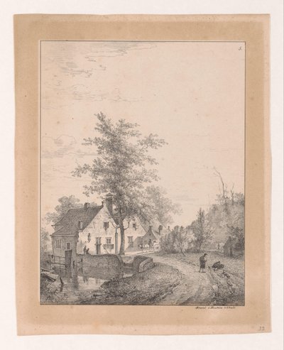 Estrada rural com casas Paisagens (título da série) de Bruno van Straaten (I)