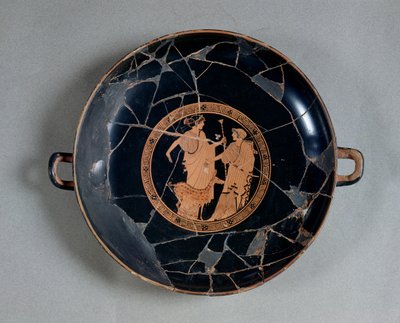 Interior, de, um, sótão, figuras vermelhas, copo, descrevendo, apollo, e, Artemis, c.495-490, bc, (pottery) de Brygos Painter