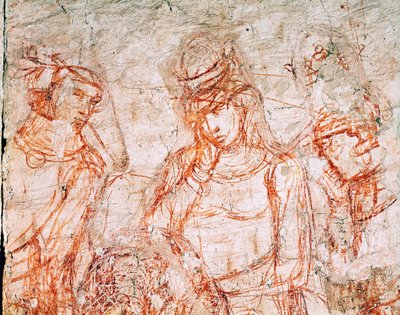 Sinopia de um grupo de caçadores, Trionfo della Morte, fresco ... (fresco) de Buonamico Buffalmacco