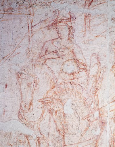 Triunfo da Morte, por Buonamico di Cristofano conhecido como Buffalmacco (início ativo do século 14), sinopia. de Buonamico Buffalmacco