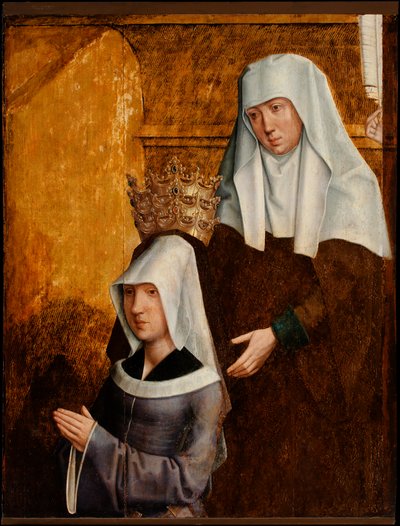 Guillemette de Vergy e a sua santa padroeira, possivelmente Isabel da Hungria de Burgundian