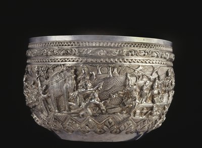 Taça com cenas da corte, final do século XIX (prata) de Burmese School