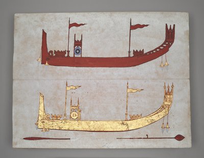 Ou 14005 Royal Barges and Boats (tinta, cor e ouro sobre papel) de Burmese School