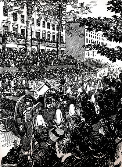Última jornada do rei Edward VII por Londres: o cortejo fúnebre em Piccadilly, 1910 1911 de Byam Shaw