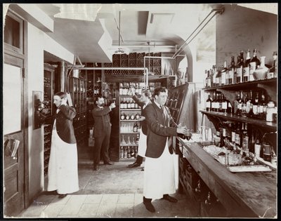 Uma despensa no Hotel Manhattan, 1902 (impressão em gelatina de prata) de Byron Company