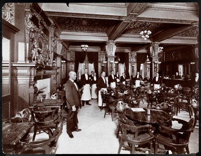 Garçons em um café no Hotel Delmonico, 1902 (impressão de gelatina de prata) de Byron Company