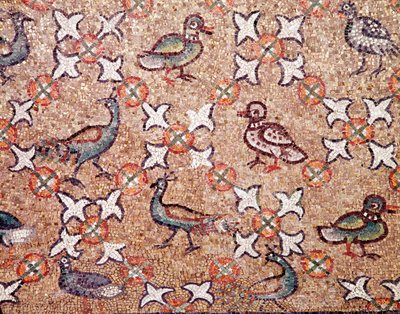 Aves (detalhe de mosaicos, século V) de Byzantine