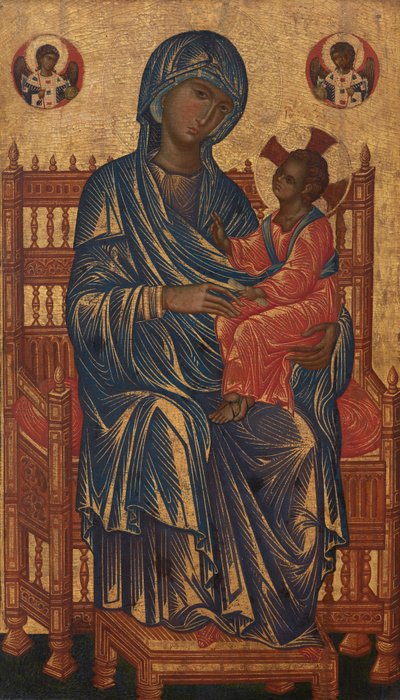 Madona entronizada e Menino, c.1250-1275 (têmpera sobre painel de choupo) de Byzantine