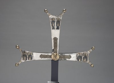 Fragmento de uma cruz processional, c.1050 (prata dourada, niello) de Byzantine