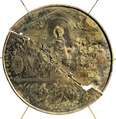 Missorium (prato grande de prata) de Theodosius I (346-395), século IV d.C. (prata) de Byzantine