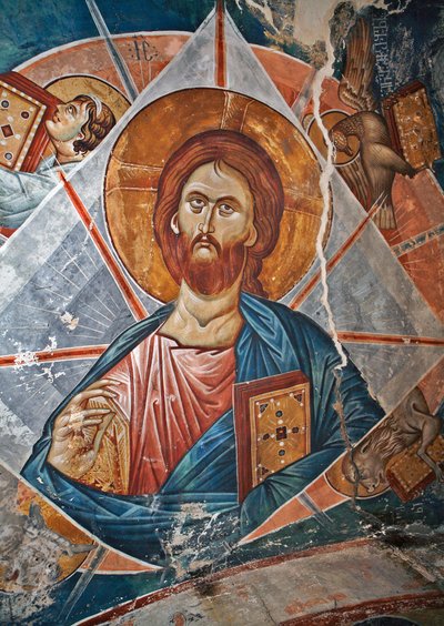 Salvator Mundi (Salvador do Mundo) - Peinture de Damiane (ativo do século XIV) - século XIV - Fresco - Mosteiro de São Jorge, Ubisi (Georgie) ©FineArtImages/Leemage de Byzantine