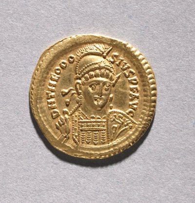 Sólido de Teodósio II e Valentiniano III de Byzantine