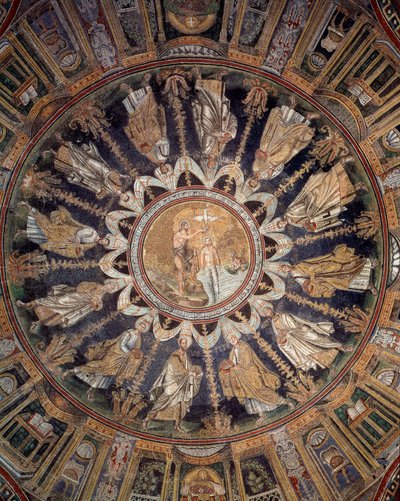 Os apóstolos (mosaico de teto, 400-450) de Byzantine