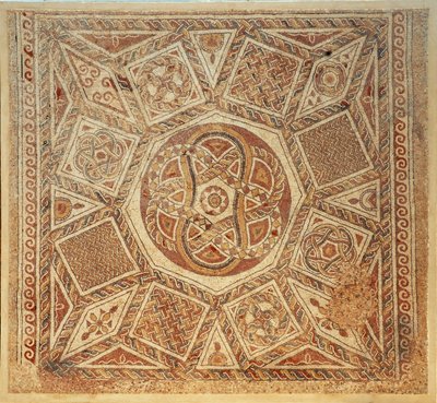 Chão de mosaico do mosteiro bizantino da fortaleza de Deir Qala, séc. VI dC (mosaico) de Byzantine Byzantine