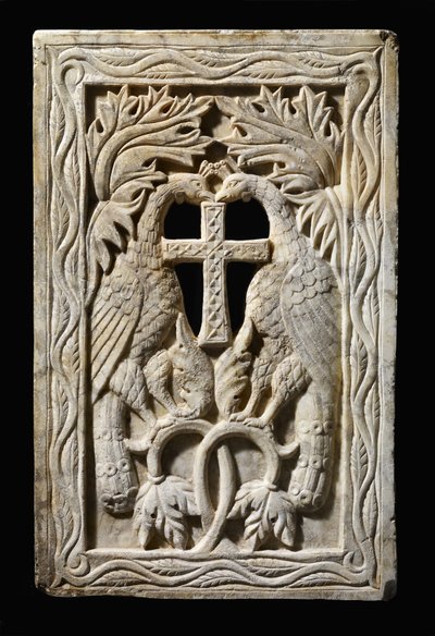 Painel com Dois Pavões, 501-700 (alabastro) de Byzantine Byzantine