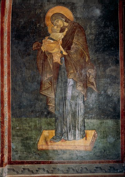 Virgem e Criança (fresco) de Byzantine Byzantine