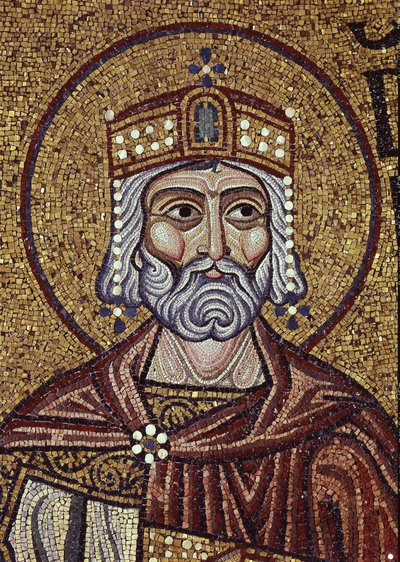 Rei David Detalhe dos mosaicos interiores na Basílica de São Marcos, século XII de Byzantine Byzantine