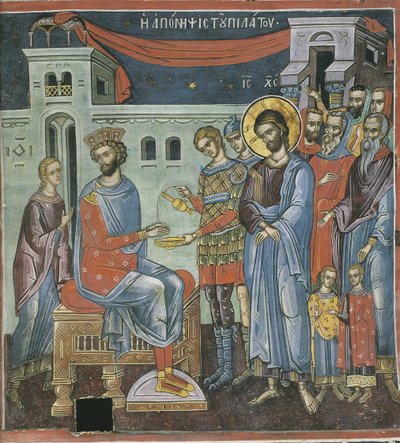 Pilatos lavando as mãos, século XVI de Byzantine Byzantine