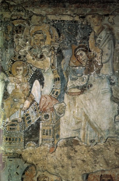 O Fresco da Anunciação em Santa Maria Antiqua, 565-578 de Byzantine Byzantine