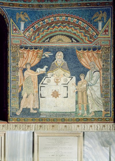 Abraão, Isaac e Melquisedeque (mosaico) de Byzantine School