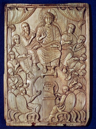 Cristo com os doze apóstolos de Byzantine School