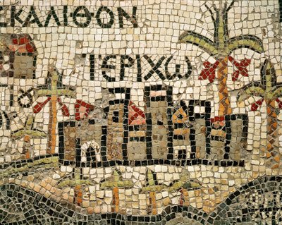 Detalhe, de, um, mapa, de, Jericho de Byzantine School
