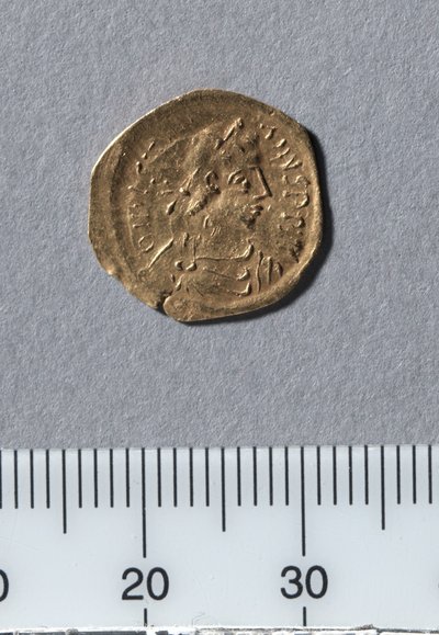Half Tremissis de Justiniano I, Constantinopla, 527-565 (ouro) de Byzantine School