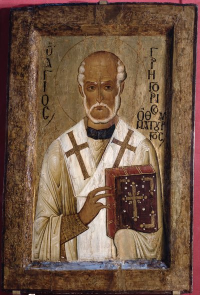 Ícone de São Gregório (têmpera no painel) de Byzantine School