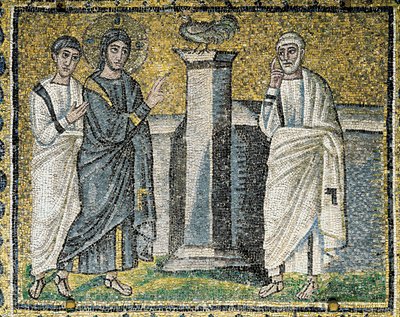 Jesus Prediz a Negação de Pedro, Cenas da Vida de Cristo (mosaico) de Byzantine School