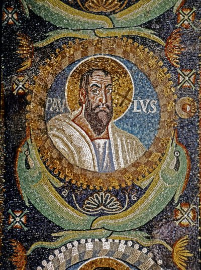 PAULUS: Mosaico bizantino, século VI (mosaico) de Byzantine School