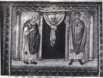 Parábola do fariseu e do cobrador de impostos (mosaico) de Byzantine School