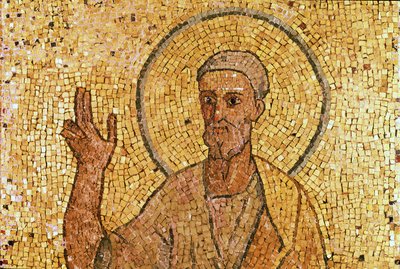 São Pedro, da Cripta de São Pedro, c.700 dC (mosaico) (ver também 151555) de Byzantine School