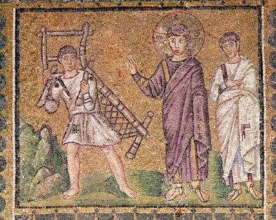 A Cura do Paralítico de Cafarnaum, Cenas da Vida de Cristo (mosaico) de Byzantine School