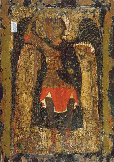 A Aparição do Arcanjo Miguel a Josué, o filho de Freira, no início do século XIII. de Byzantine icon.