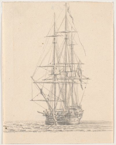 Navio da marinha com velas enroladas de C.A. Lorentzen