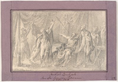 Ricardo Coração de Leão. Cena do romance "O Talismã" (1825) de Walter Scott de C.A. Lorentzen