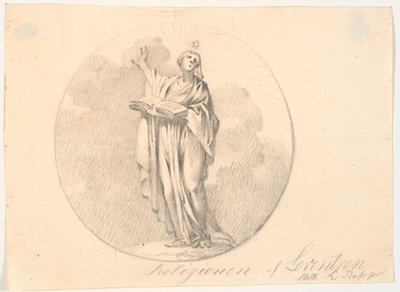 Símbolo da religião. Uma mulher em pé com um livro de C.A. Lorentzen