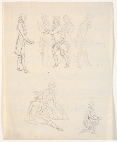 Esboços de três figuras. Cenas de teatro? de C.A. Lorentzen