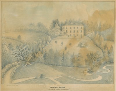 Drayton-in-Hales - Pelwall House: desenho de lavagem azul, nd [ Século XIX] de C.B Ash