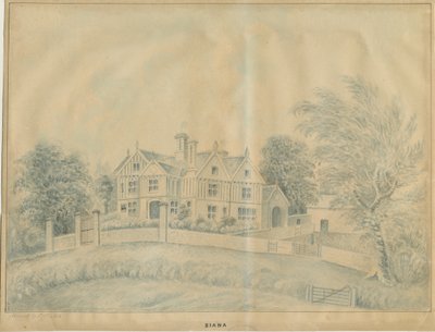Eccleshall - Biana Hall: desenho azul, nd [meados do século XIX] de C.B Ash