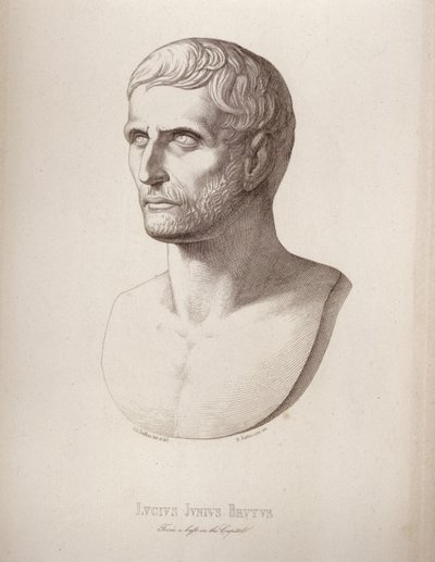 Retrato de Lucius Junius Brutus, gravado por B.Barloccini, 1849 de C.C Perkins