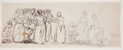 Esboce com esposas e comerciantes de pescadores. de C.D. Fritzsch