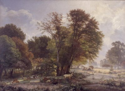 Manhã de outono no zoológico de Jægersborg de C.F. Aagaard