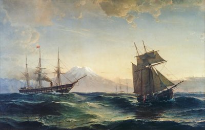 Navios ao largo da costa da Islândia de C.F. Sørensen