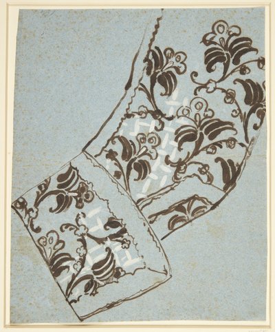 Estudo de manga para o vestido da Ordem do Cavaleiro Elefante. Presumivelmente para o retrato de A. G. Moltke de C.G. Pilo